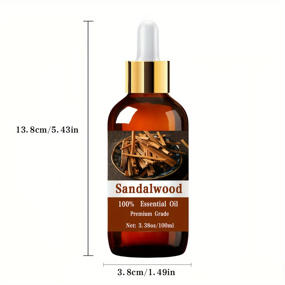 Sandalwood Essential Oil, 3.38oz(100ml), for Hair & Skin Care, Massage, Moisturizing Massage Essential Oil Gift, Perfect Christmas Gift