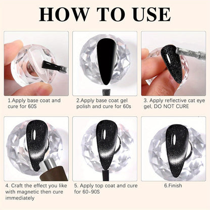 Cat Eye Nail Magnet Stick 4-in-1 Y-Shaped Double Head - Heart & Multi-Pattern Magnetic Tool for Cat Eye Gel Polish, Portable Professional Nail Art Magnet for Salon & DIY