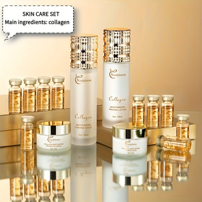Collagen Skincare Kit for Women – 14-Piece Luxury Set with Hyaluronic Acid & Niacinamide, Deep Hydration, Firming & Brightening, Complete Gift Box