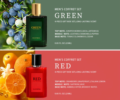EDT Cologne Gift Set for Men 4 Piece Variety | 4 Different Scents Long Lasting Fragrance Mini Bottles 0.85oz Each | Holiday Birthday Dating Party Gift Box