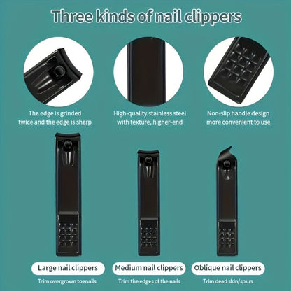 Nail Clipper Set & Pedicure Kit – 10 / 17 / 24 Piece | Stainless Steel Manicure Tools with Nail File, Ear Scoop, Eyebrow Trimmer & Foot Sharpener, Travel Portable Grooming Kit