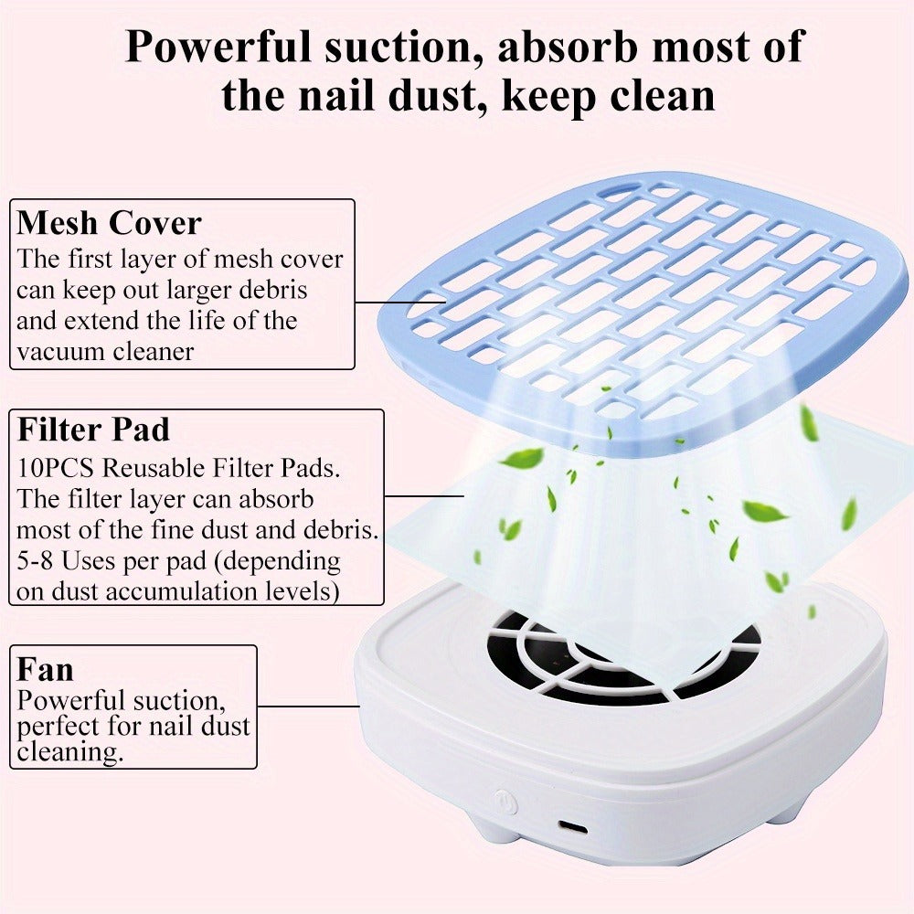 Mini Nail Dust Collector Desktop Nail Powder Removal Machine Mini Electric Nail Powder Collecting Fan Powder Vacuum Cleaner