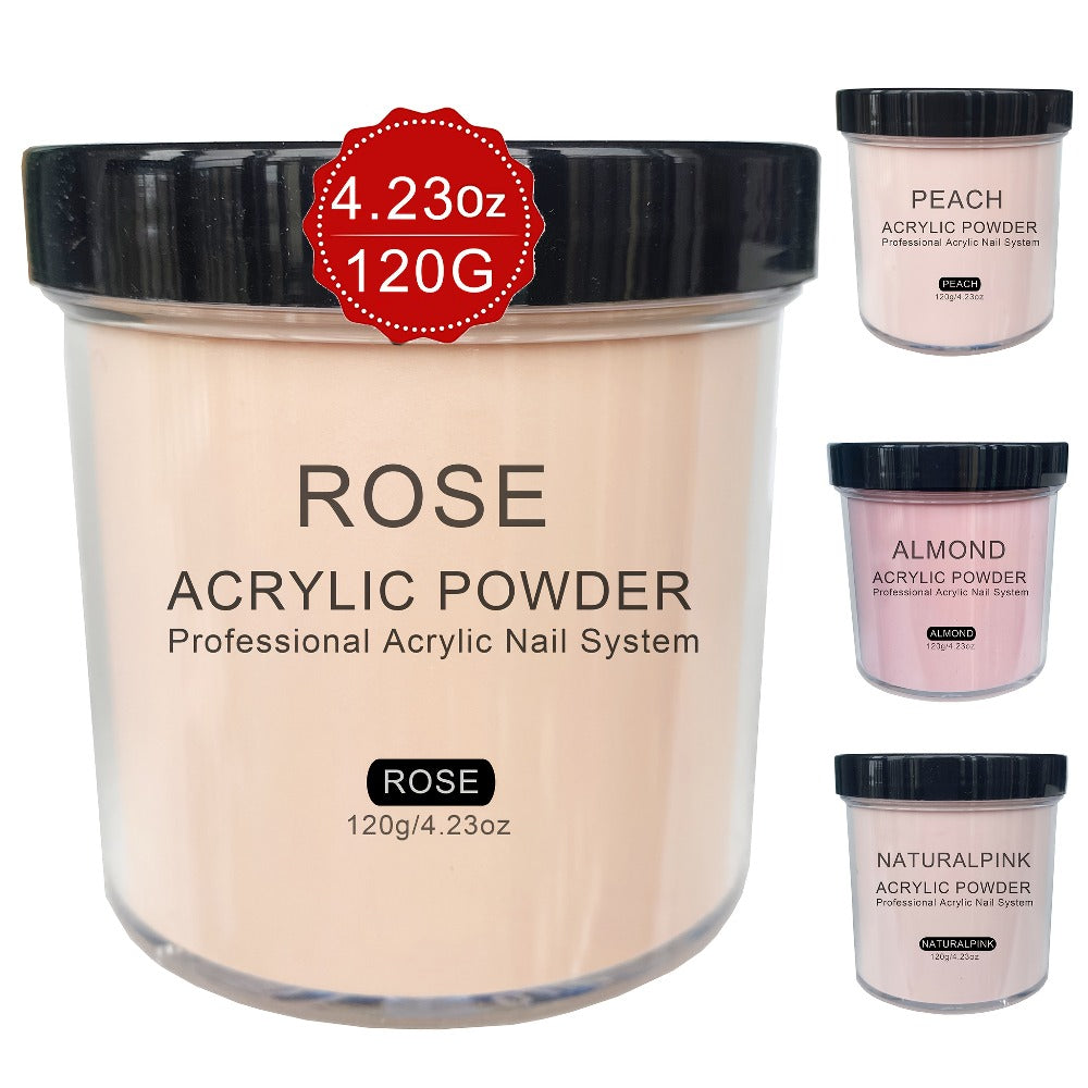 Professional Acrylic Nail Powder System - 4oz Rose, Peach, Almond & Natural Pink for Extensions, Sculpting & 3D Art, Formaldehyde-Free, No Lamp Needed, Comes in Durable Container or Box, Sleek Design for Nail Tech Supplies, 3D Nail Art | Professional