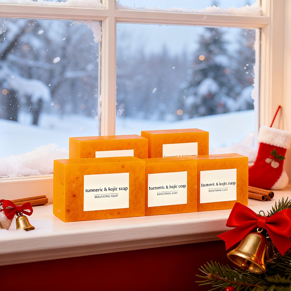 Turmeric Kojic Acid Soap Handmade Cold Process Lemon Brightening Bar for Face Body Deep Cleanse Hydrate All Skin Types Gift Set 6 12pcs
