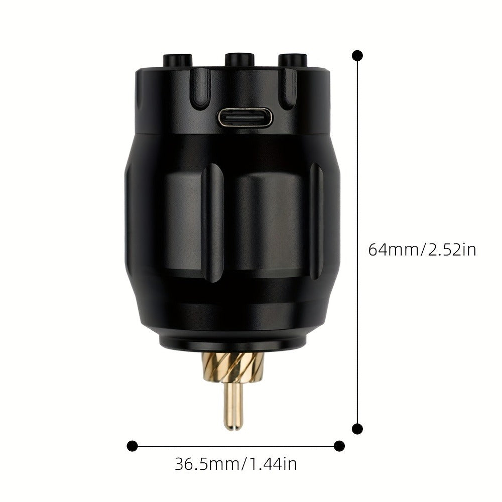 Wireless Power Supply for Tattoos, Featuring a Portable Rechargeable Motor Without Cords, Equipped with an LED Digital Display And RCA Connector, Designed for Rotary Tattoo Machines And Makeup Tools