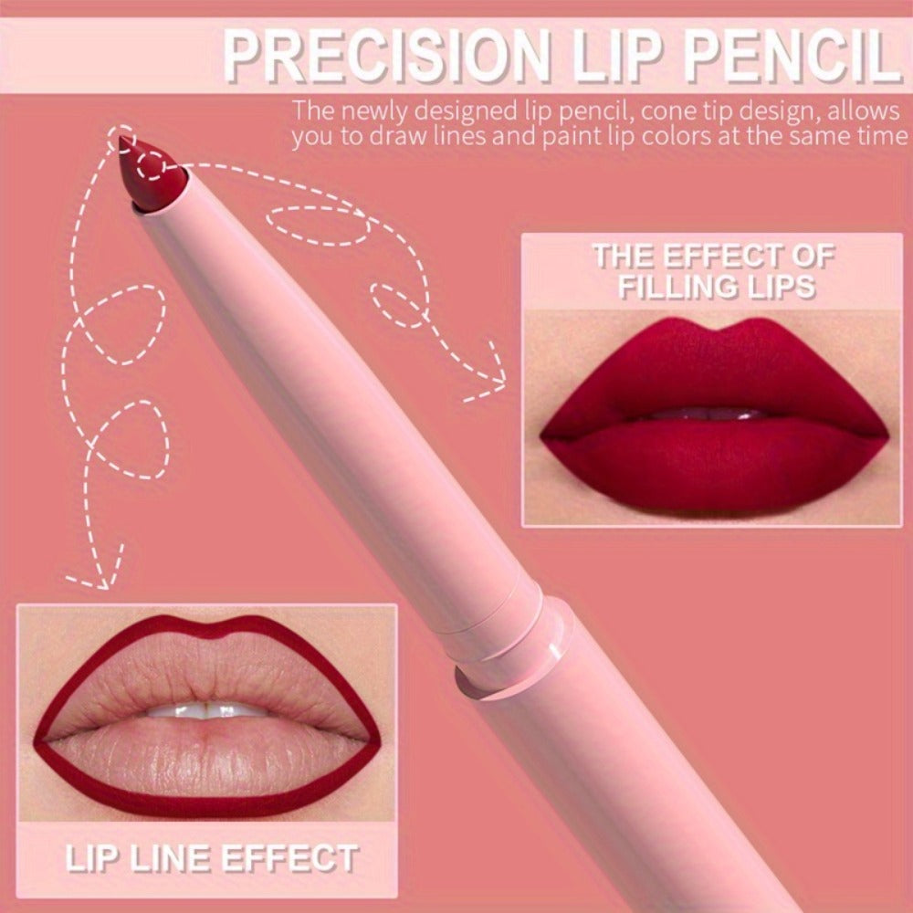 Lip Liner and Lipstick Set 12pcs Matte Waterproof Long Lasting Easy Apply Lip Pencil Lip Color Kit for Women Holiday Gift