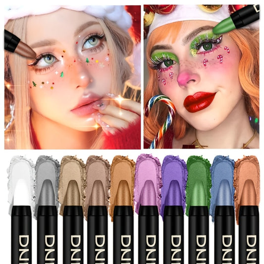 Halloween And Christmas Gifts; Essential Makeup Tools For Halloween And Christmas, 10 Color Waterproof Eye Makeup Color Pearlescent Pen High Light Stick Silkworm Lying Pen/Rotating Smoky Eye Shadow Pearlescent Matte Eye Shadow Pen