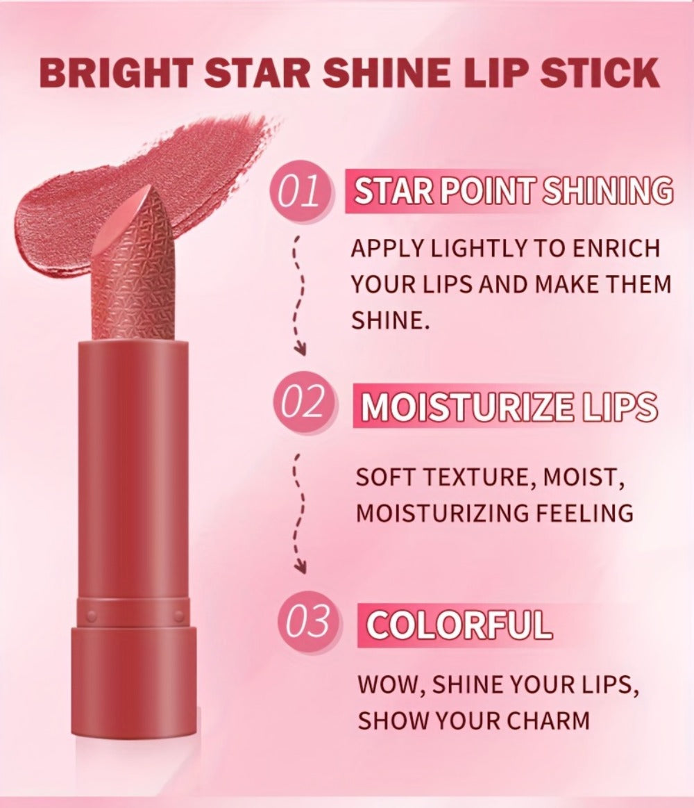 Shimmer Lipstick Set 6PCS in Gift Box - Glossy Shimmering Water-Resistant Long-Lasting Lip Color Assorted Shades for All Skin Tones Buildable Pigment Lipstick Collection for Women