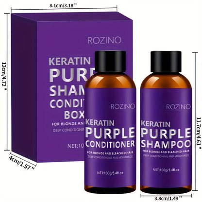 Purple Shampoo and Conditioner Set 2pcs - Toning, Deep Cleansing & Moisturizing for Blonde, Silver & All Hair Types | Strengthens Hair, Prevents Breakage & Split Ends