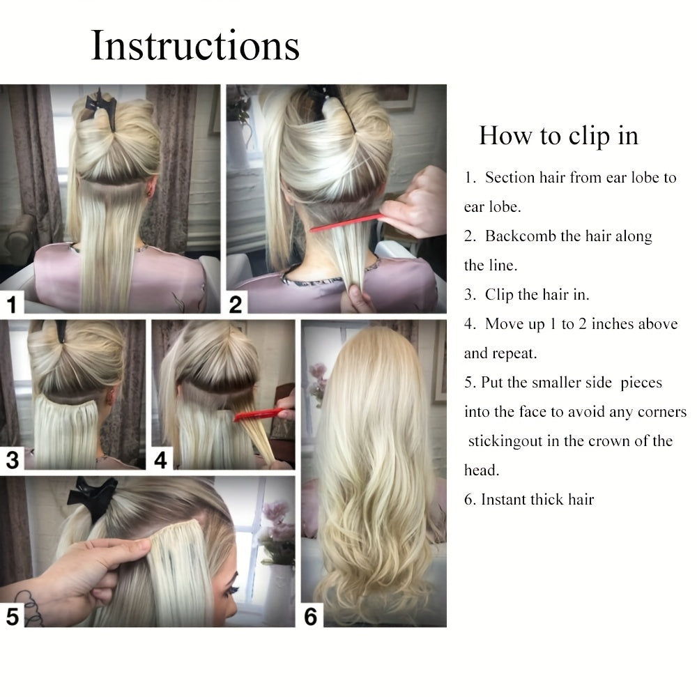 Straight Human Hair Clip In Hair Extensions for Unprocessed Full Head Brazilian Natural Black Color, 8/Pcs with 18Clips, 4.23 oz