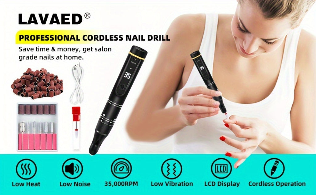 Electric Nail File with a Portable Rechargeable Design, Featuring 35000 RPM, Suitable for Gel Nails, Manicure, And Pedicure for Both Home And Salon Use