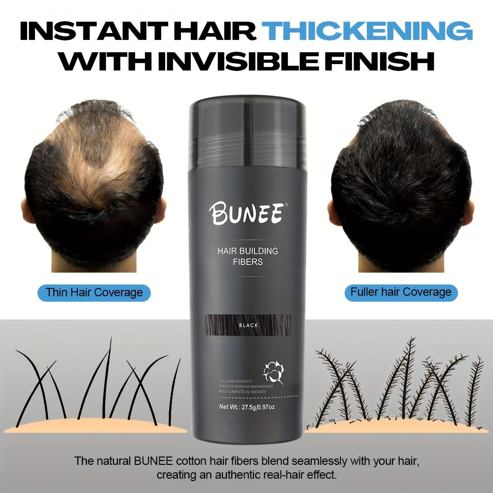 BUNEE Hair Building Fibers-Instant Thickening Powder for Thin Hair | Natural-Looking Volume & Density | Multi-Color Options to Match All Hair Shades | All-Day Hold, Washable & Non-Stain