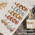 XEIJAYI 2025 New Arrival Nail Art Gel, 4pcs Set, Golden Silvery Metal Finish, High Saturation, No Wipe, Long Lasting, Alcohol Free, Blooming Gel, DIY Nail Art Design for Salon, Nail Art, DIY