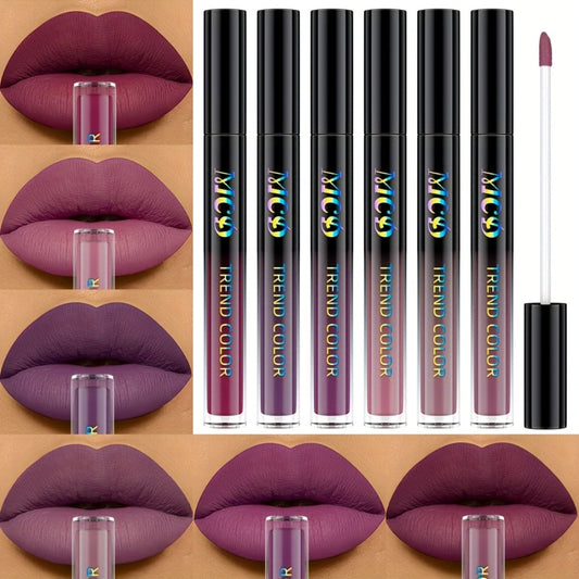 6pcs Lip Glaze, Not Sticky, Not Drying, Colorfast, with A Natural And Fresh Smell, Giving Lips A Tone, Change The Contour Of Lips, Lasting Makeup