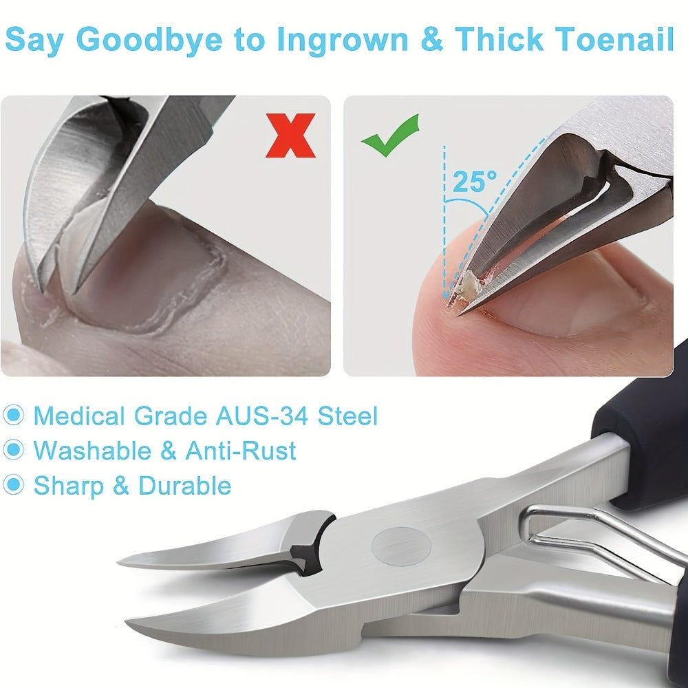 [3Pack Sharp Clippers] Nail Clippers for Thick Nail & Ingrown Toenails(3Pack), Toenail Clippers for Men, Women, Seniors, Sharp Curved Blade, Professional Pedicure Tool