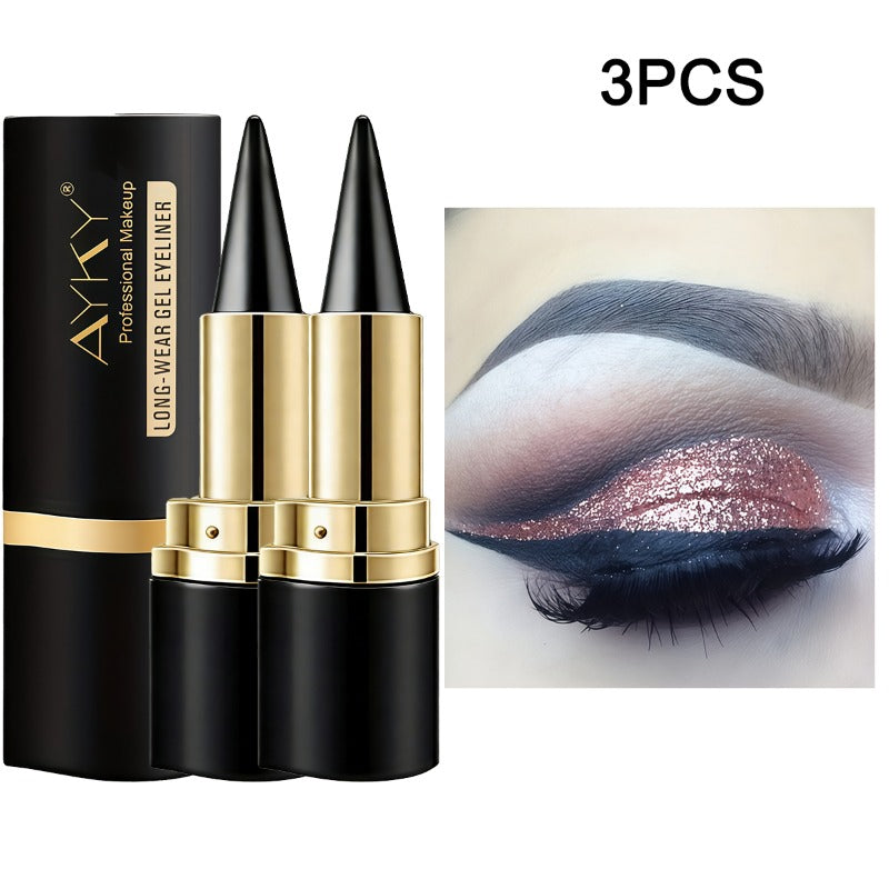 3-pack Solid Matte Black Eyeliner - Resistant to Smudging, Waterproof, and Color Fade, Suitable for Beginners - Creamy Formula That Is Easy to Apply and Long-lasting