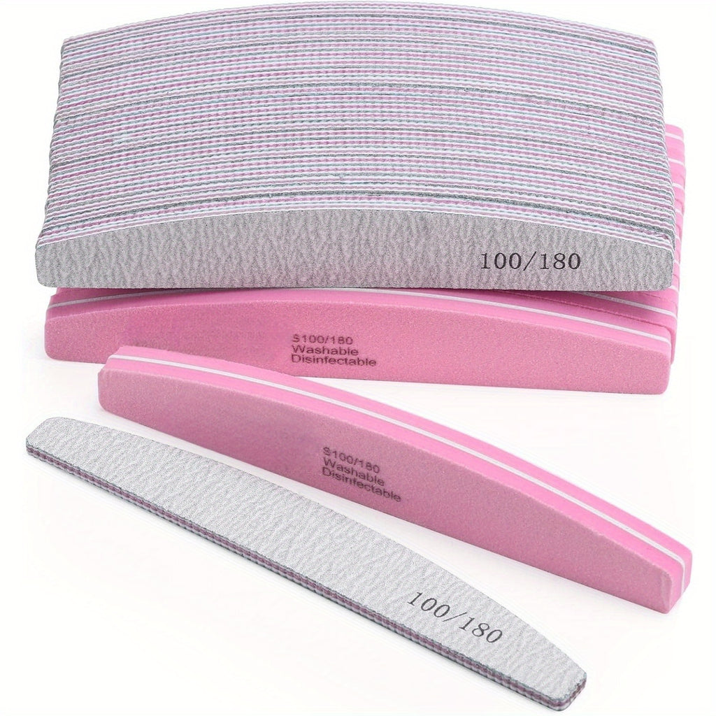 20/35pcs Professional Nail Files & Buffers - Heavy//Dusk/Dinner Bell (100/180 Grit) Double-Sided Sanding Boards, Reusable Polishable Blocks for Manicure, Pedicure - Suitable for & Salon Use, Non-Removable Abrasive Faces
