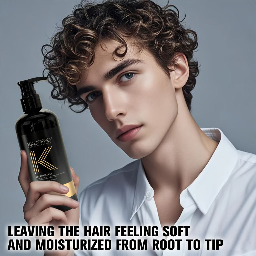 Men's Curl Cream Sulfate-Free 10.14oz - Frizz Control Styling Cream for Wavy & Curly Hair | Boosts Shine & Hydration | No Sticky Residue | Controlled Hold