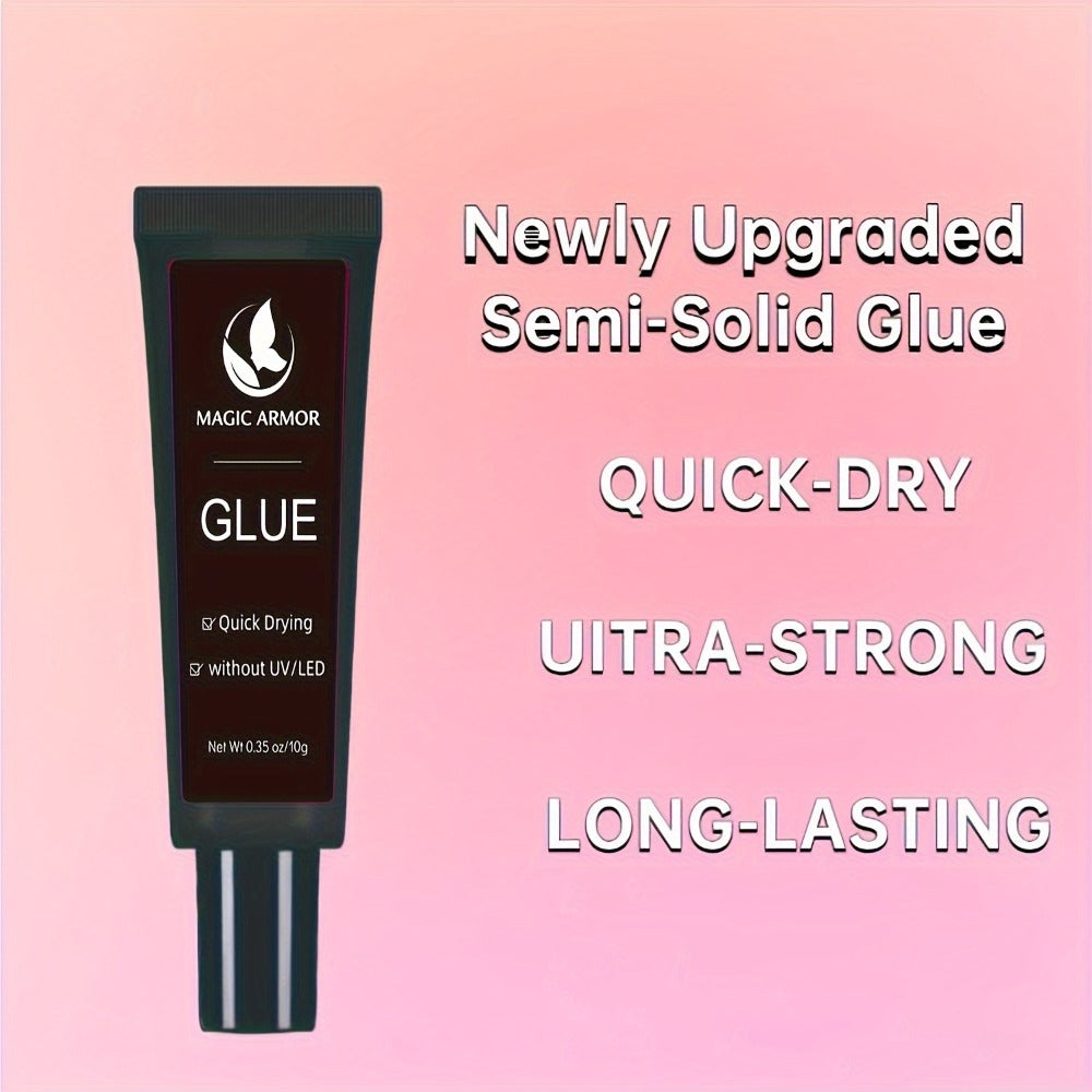 Nail Glue with Glue Remover Kit, Super Strong Nail Glue 10g, Suitable for Acrylic Nail Pressing, 10g Glue Can Remove False Nails, Strong Glue Remover, Nail Polish Nail Polish