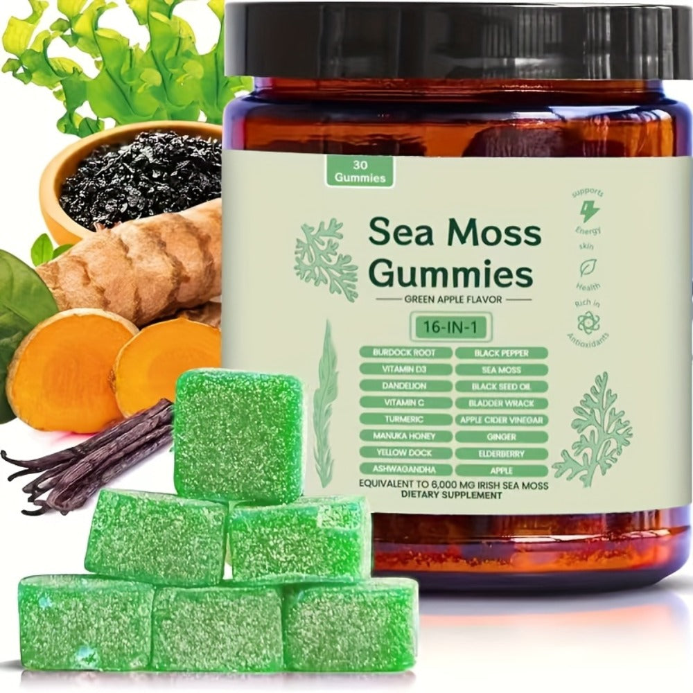 Sea Moss, Turmeric, Ashwagandha, Black Seed And Other Herbal Essence, 30gummies/60gummies