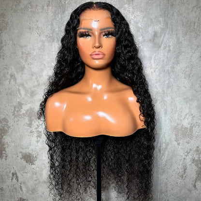 Deep Curly Lace Front Wig 13x4 28 Inch 180% Density Transparent Lace Synthetic Heat Resistant Coily Curls Glueless Adjustable Cap Natural Black Hot Pink for Women
