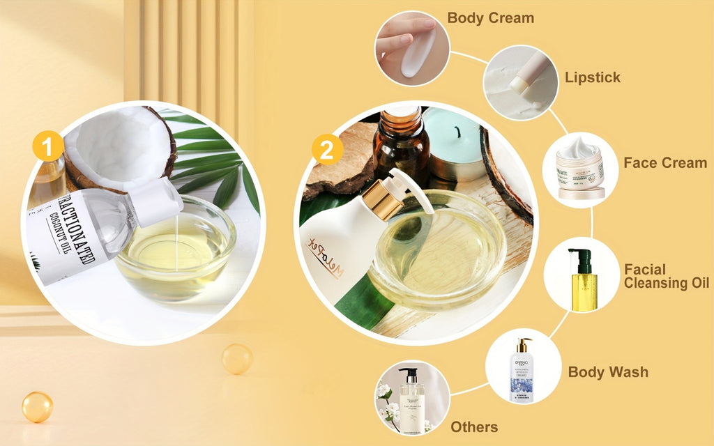 [Hydrate And Nourish] 2pcs 7.5Floz Pure Fractionated Coconut Oil - Hydrate And Nourish Skin/Hair, Perfect for Massage And Blending, Unisex, Made from 100% Pure Cocos Nucifera, Moisturizes And Smooths Hair, Moisturizing Hair Oil, Body Oil, Essential Oil. f