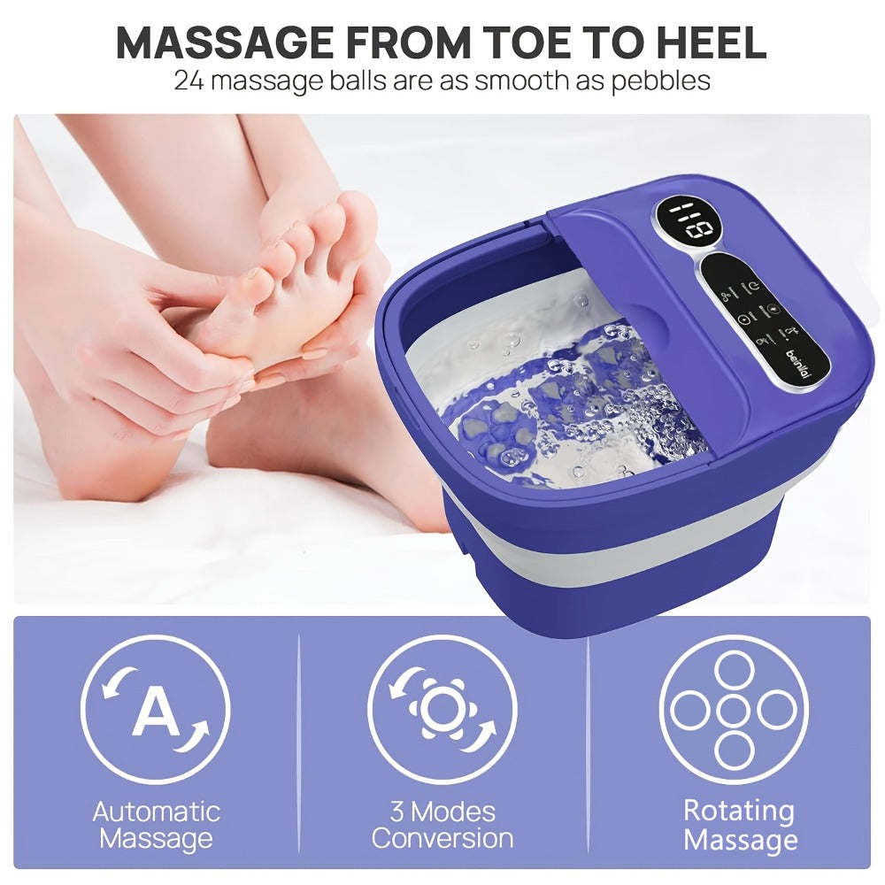 Collapsible Foot Spa And Massager With Heater And Temperature Control, Foot Bath Bowl With Bubbles, Six Massage Rollers, Vibration And Red Light, Foot Soak. Best Mothers Day Gifts