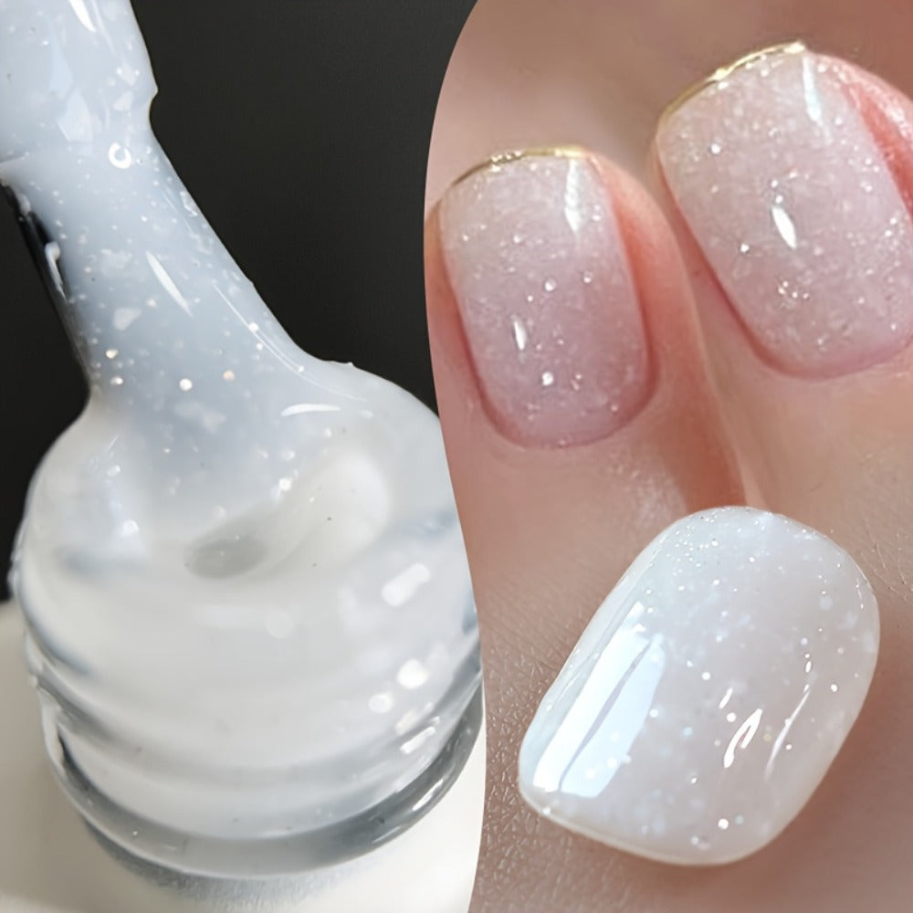 BORN PRETTY 2pcs 0.34oz Snow Glitter Jelly Gel Polish Whte Pink Nail Supplies Vernis Semi Permanent Nail Art Manicure Soak Off LED Gel Nail Varnishes,  Shimmering Nails, Professional Manicure, Longlasting Gel, Uv Gel Varnish, Salon Professionals