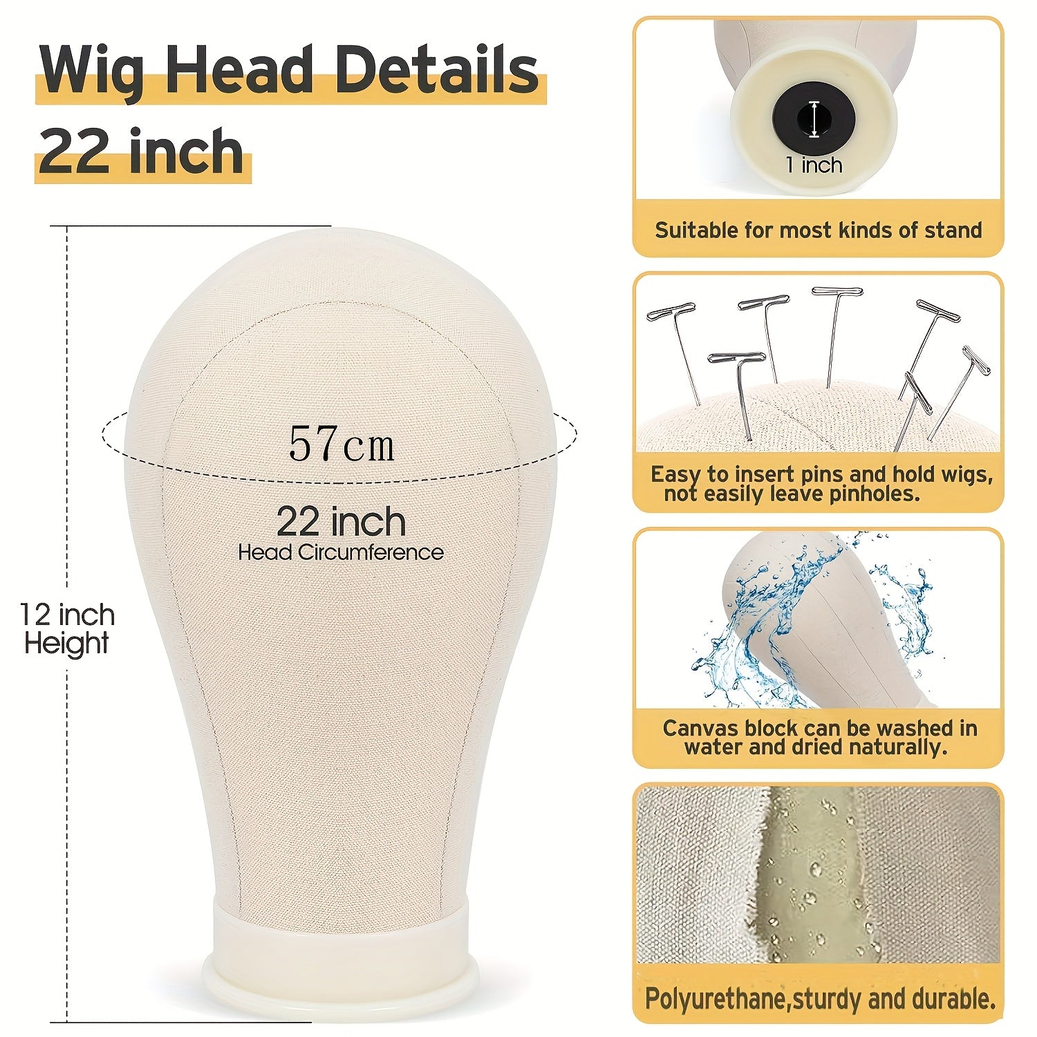 Adjustable Wig Stand 22 Inch Adjustable Reinforced Wig Stand with Mannequin Head | for Wigs, Cosmetology, Manikin Head Set