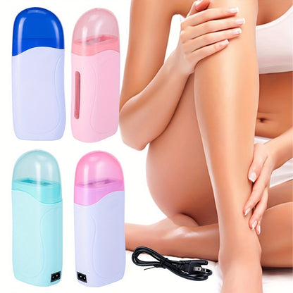 Wax Warmer Roller Kit for Hair Removal — Portable Electric Roll-On Soft Wax Heater for Women & Men, At-Home & Salon Waxing, Smooth Glide Applicator, Travel-Friendly (Light Pink/Green/Blue/White)