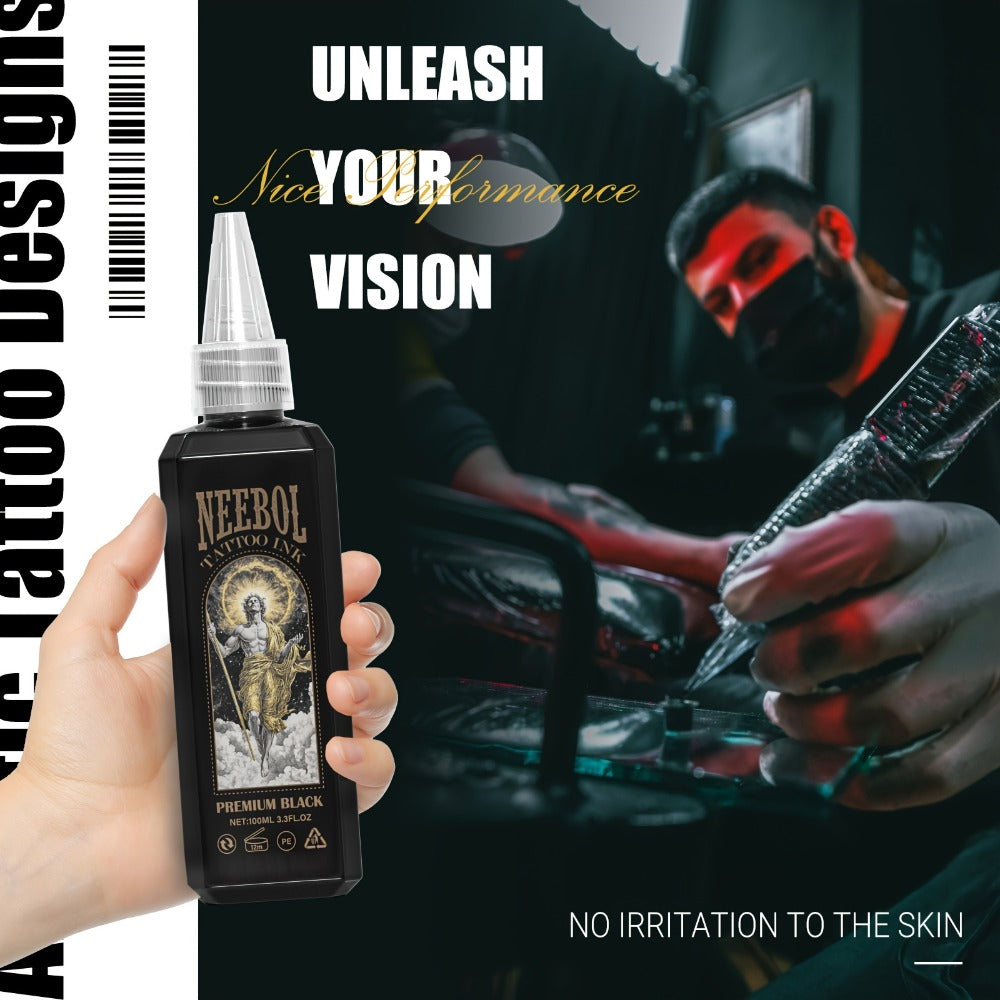 1pc, Neebol Premium Black Tattoo Ink, Super Dark Black, for Outlining, Shading & Blending, Premium Shading Solution, Evenly Vibrant And Bright, Tattoo Supply, Long Lasting Body Art Standard, Makeup Easter Gifts for Tattoo Artists & Beginners