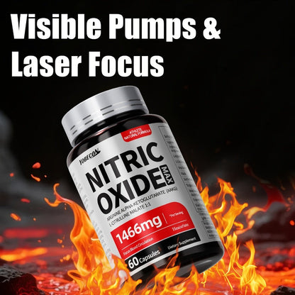 Nitric Oxide Supplement 1466mg — L-Arginine, L-Citrulline & Beet Root Formula for Athletes | Boosts Circulation, Endurance & Muscle Pump | Men & Women | 1-3 Bottle Options