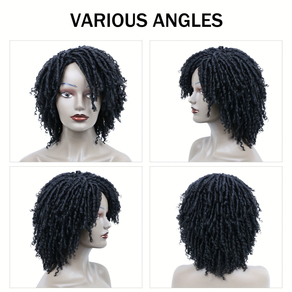 Dreadlock Braided Wigs with Headband Synthetic Goddess Faux Locs Hair Wig with Curly Ends Freetress Twist Crochet Hair Wigs for And Men Wigs Heat Resistant Fiber for Daily Party Use(1B, Dreadlock Wig)