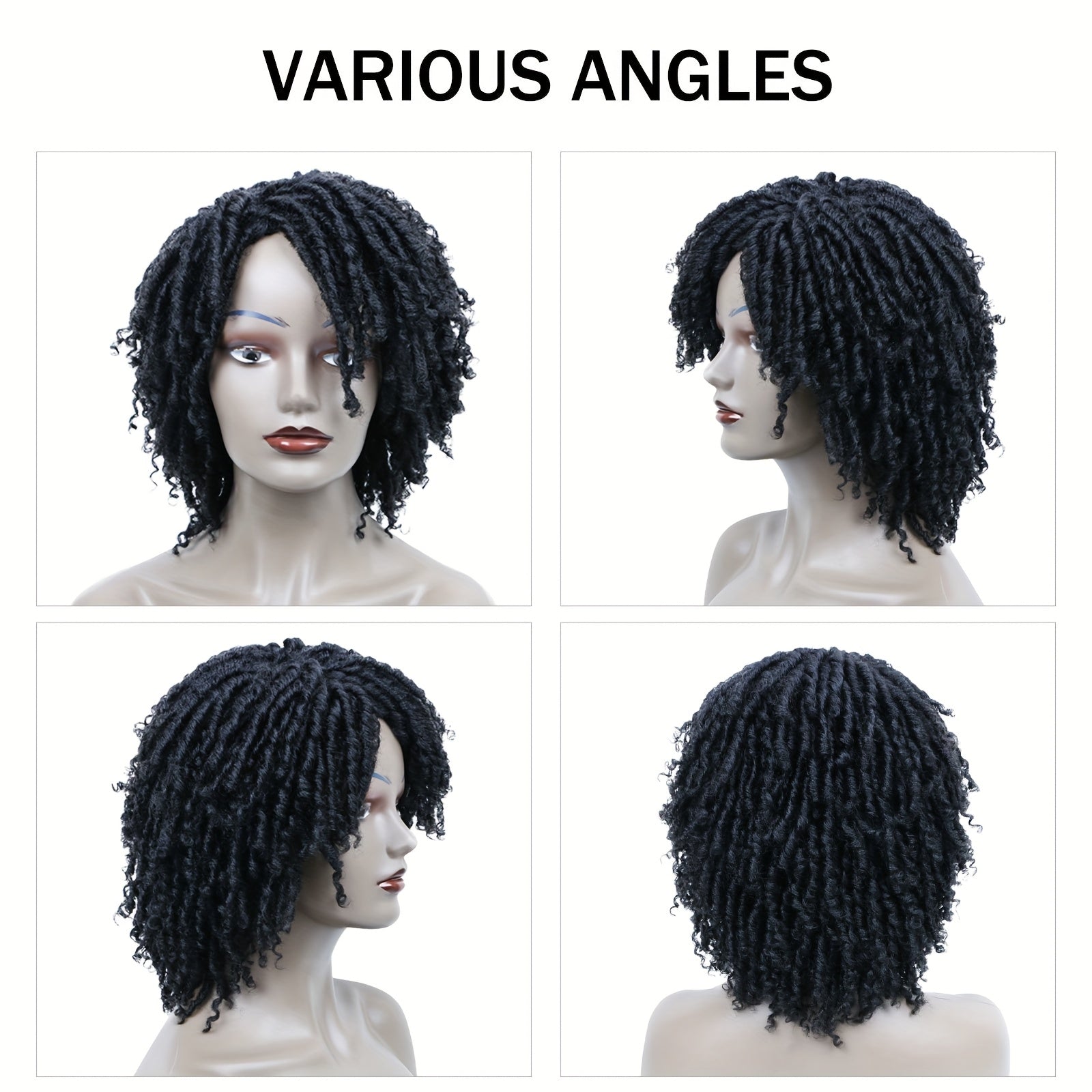 Dreadlock Braided Wigs with Headband Synthetic Goddess Faux Locs Hair Wig with Curly Ends Freetress Twist Crochet Hair Wigs for And Men Wigs Heat Resistant Fiber for Daily Party Use(1B, Dreadlock Wig)