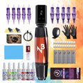 Tattoo Pen Set, Wireless Tattoo Machine Set, Tattoo Gun Set with Tattoo Power Supply, 10 Tattoo Needles, And 8 Bottles Of Tattoo Ink, Complete Tattoo Set Suitable for Beginners And Tattoo Masters