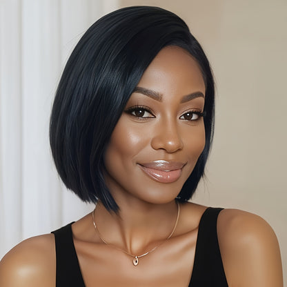 Short Straight Synthetic Wig Women Brown Black Multi-Color Rose Net Cap Beginner Friendly 6 Inch Daily Wear Summer Easy To Wear