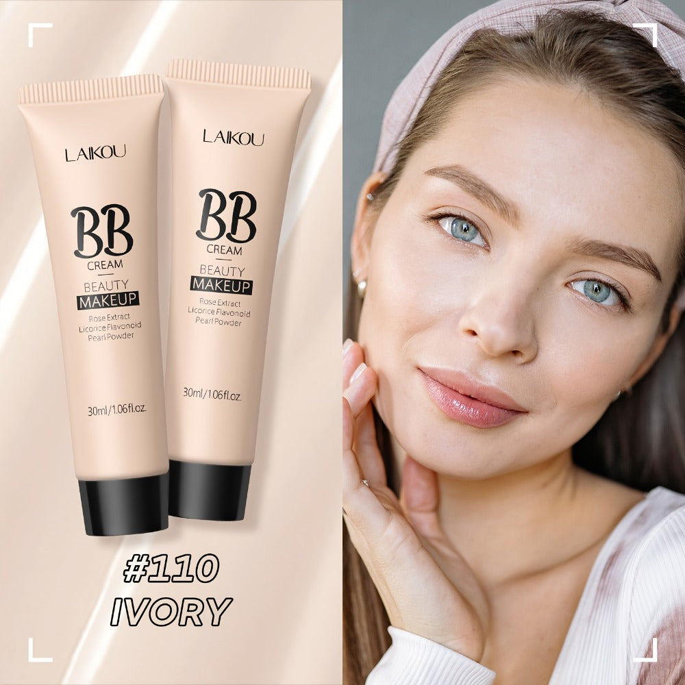 BB Cream 2PCS Set by LAIKOU – Waterproof Long-Wearing Foundation with Pore-Minimizing & Blemish-Covering Concealer, Glycerin-Infused Formula, 9 Shades, 30ml/1.06fl.oz Each