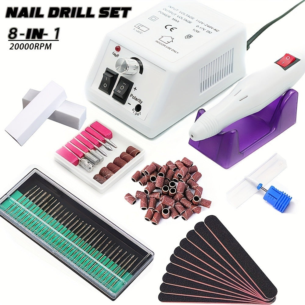 20000RPM Electric Nail Machine Desktop Equipment with Milling Cutters Bits Set Gel Cuticle Armor Removal Pedicure Manicure Tool Professional Electric Nail Drill Milling Machine for Manicure Pedicure Files Tools Kit Nail Polisher