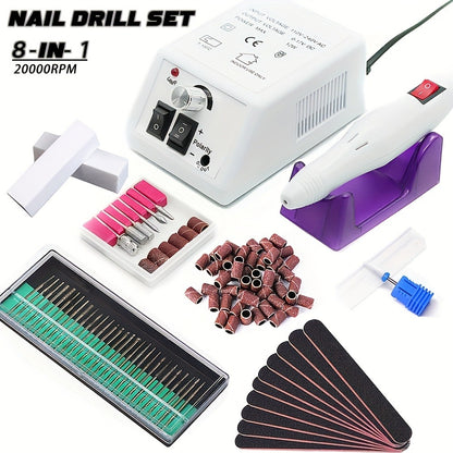 Electric Nail Drill Machine 20000RPM Professional Manicure Pedicure Kit with 6 Drill Bits 50 Sanding Bands Cuticle Remover Nail File Set for Acrylic Gel Nails Home Salon Use