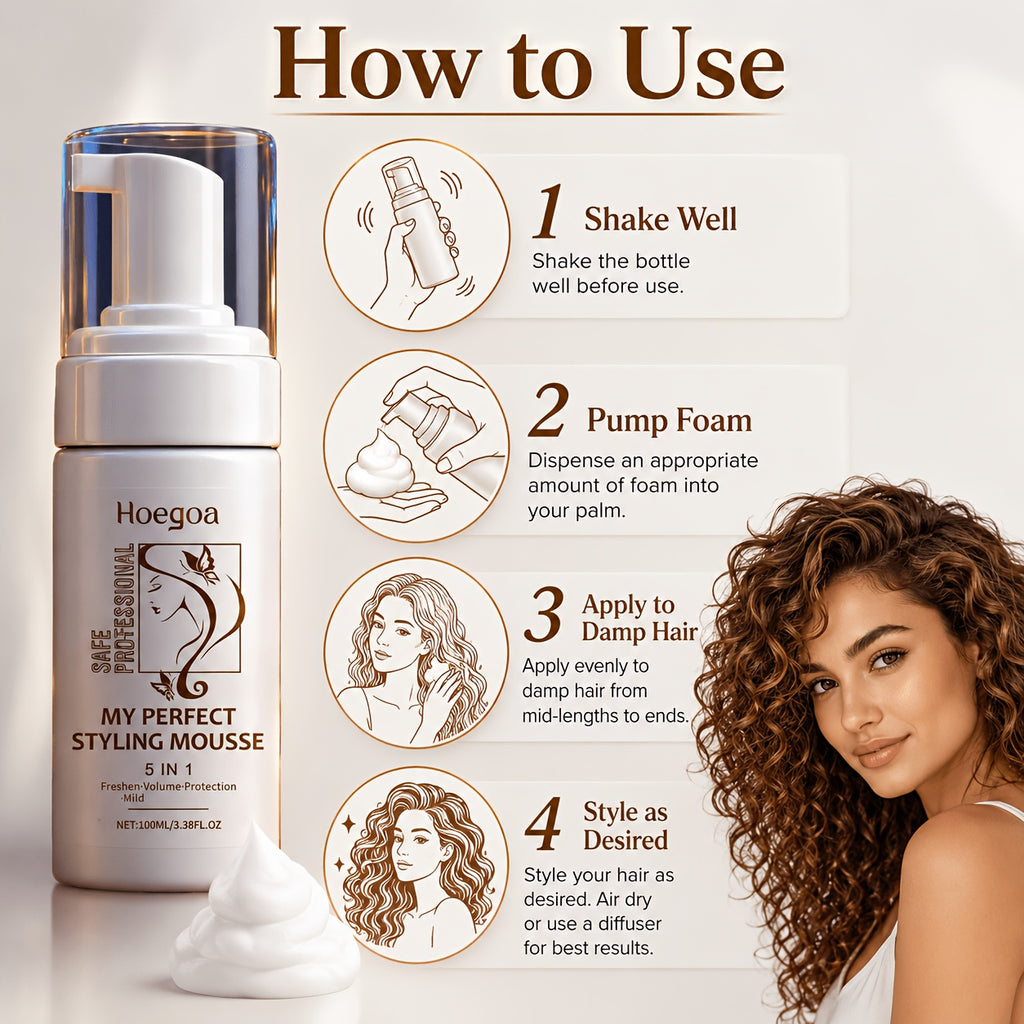 Hair Styling Mousse 100ml/3.38fl.oz, Mint Extract, Hyaluronic Acid, Mild Ingredients, Lasting Styling And Moisturizing, Make Hair Look Good All Day Long, Gift for Women, Mom, Girlfriend
