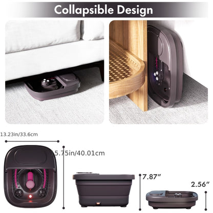 Collapsible Foot Spa Bath with Heat Bubble Massager Remote Temperature Control 3 Pedicure Attachments Foldable Foot Soak Tub with Handle Home Relaxation Gift for Women