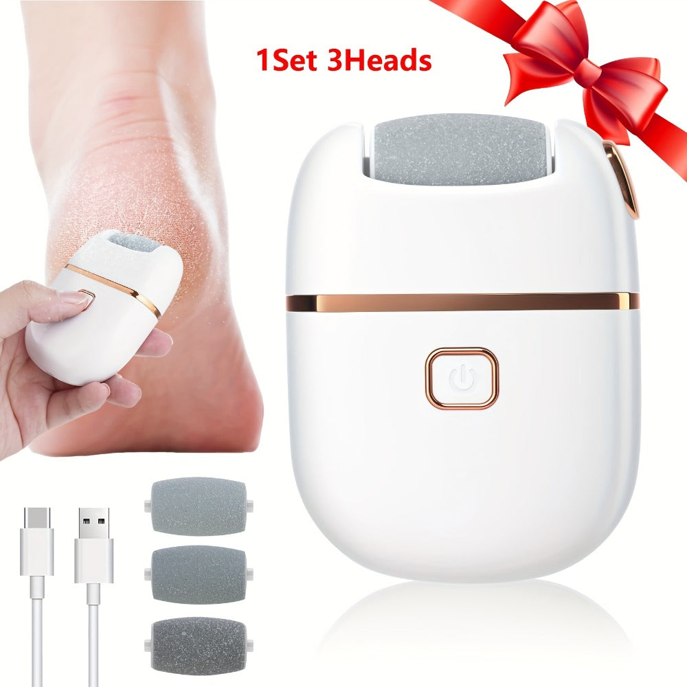 2Set 6Heads And 1Set 3Heads, Rechargeable Electric Foot Grinder for Cracked Heels & Removal - Thick Light Beige Polishing, 3Replacement Grinding Heads, 2Speed Settings, Portable And Easy to Use with USB Charging, IPX5