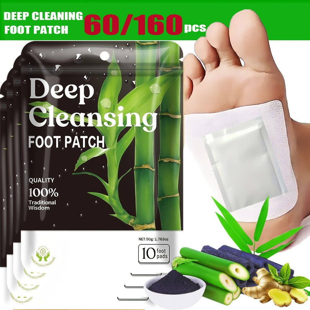 60/160pcs Deep Cleaning And Care Foot Patch Set, Natural Bamboo Vinegar Ginger Powder Plant Ingredients, Non-alcoholic Enhanced Cleaning And Moisturizing, Cheap Foot Care Massage Pad After Foot Bath - Christmas Gift - Local Warehouse
