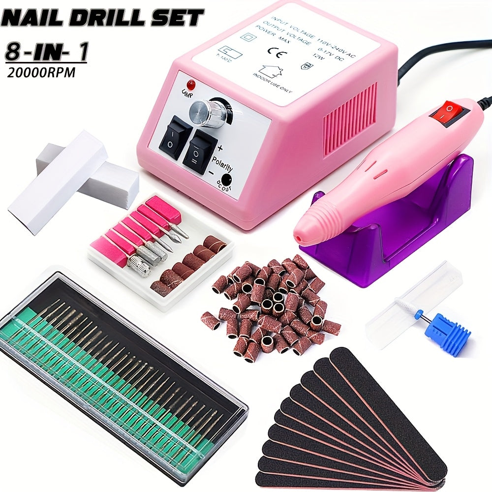 Electric Nail Drill Machine 20000RPM Professional Manicure Pedicure Kit with 6 Drill Bits 50 Sanding Bands Cuticle Remover Nail File Set for Acrylic Gel Nails Home Salon Use