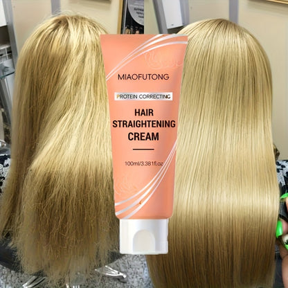 Protein Straightening Cream 100ml | Hydrating Smoothing Hair Treatment | Deeply Strengthens Intense Moisture Frizz Control | Non-Greasy All Hair Types 3.38oz