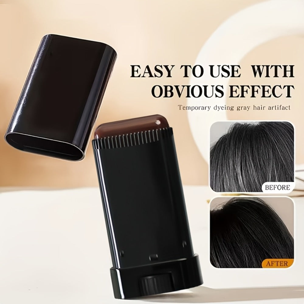 Hair Color Stick with Comb — Waterproof, Sweat-Resistant, Instant Gray Root Coverage, Plant-Based Squalane Formula, Easy to Clean, 3 Shades: Black, Black Brown, Brown