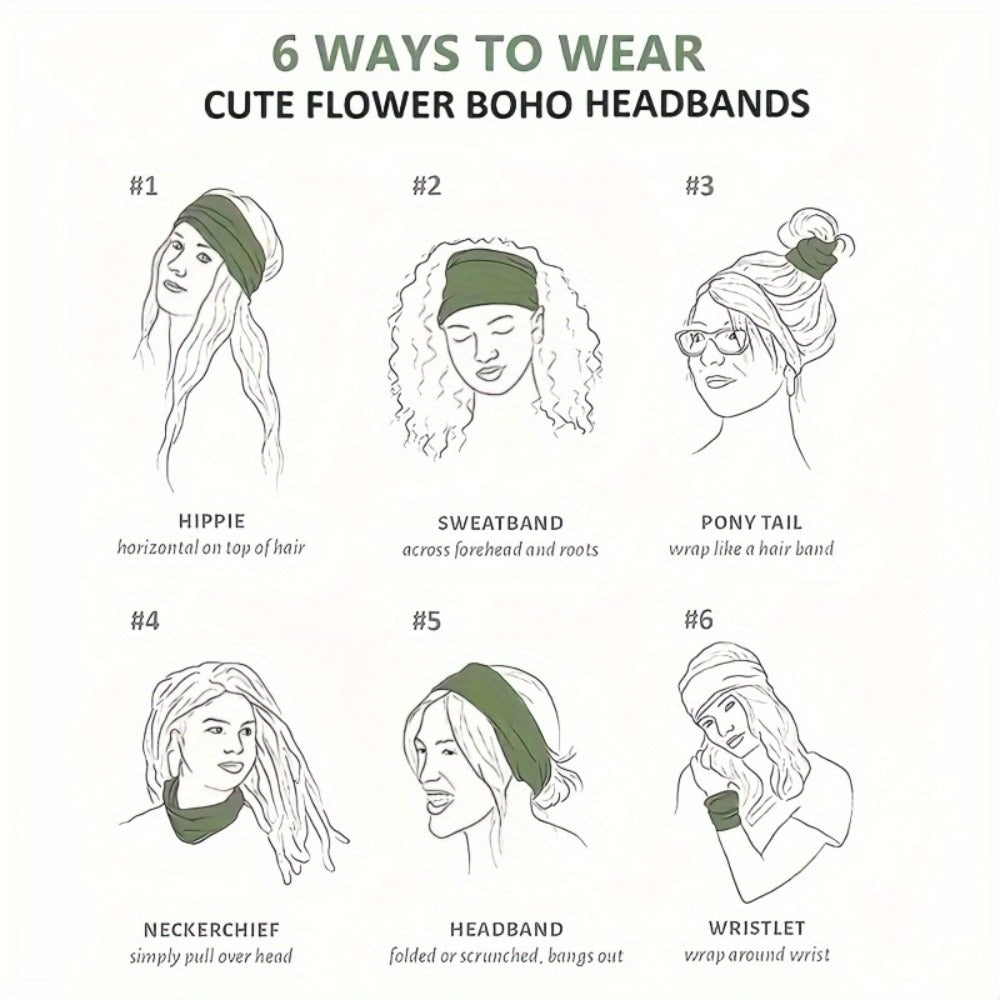 Headbands for Women 8 Pack Wide Floral Turban Head Bands Non-Slip Elastic Boho Hair Wrap for Sports Yoga Running Workout Sweatband Fashion Hair Accessories for Women Men Daily Use Gift Set