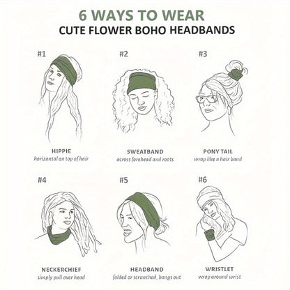 Headbands for Women 8 Pack Wide Floral Turban Head Bands Non-Slip Elastic Boho Hair Wrap for Sports Yoga Running Workout Sweatband Fashion Hair Accessories for Women Men Daily Use Gift Set