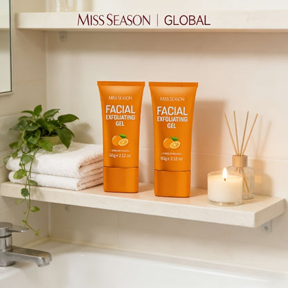 Facial Exfoliating Gel with Orange Enzyme 60g – Gentle Face & Body Scrub, Deep Pore Cleansing, Brightening, Moisturizing, Hypoallergenic for All Skin Types, 2-Pack