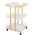 Esthetician Cart with Wheels Utility Salon Rolling Trolley, Golden Mobile Storage Organizer for Beauty Spa Cosmetology Massage, Tattoo Manicure Facial Tool Holder Station